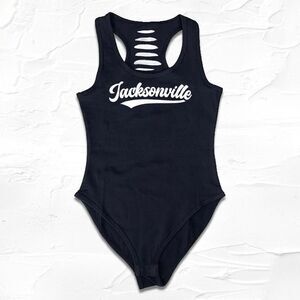 Black Jacksonville Handmade Bodysuit, Custom cut, Florida Sports Gift, Handmade